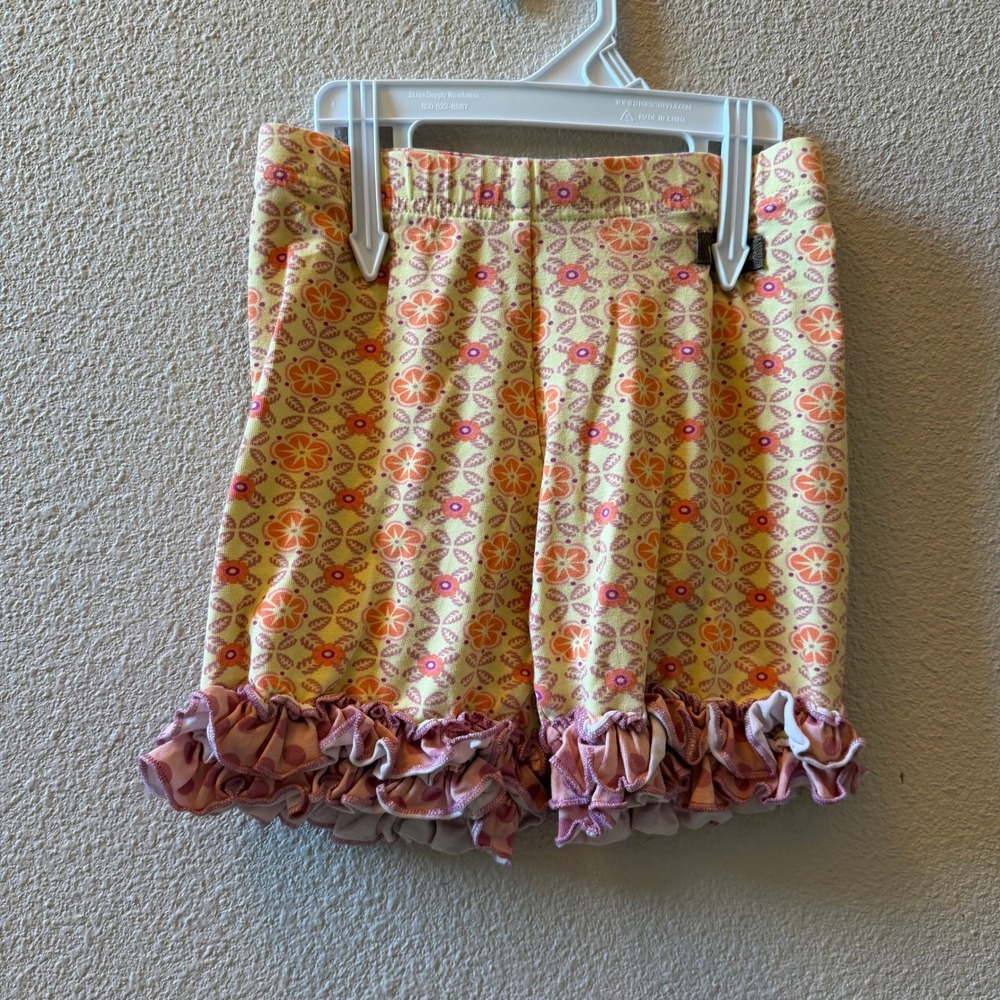 Matilda Jane Girls Yellow Orange Floral Ruffle Hem Shorts Size 8 21203B